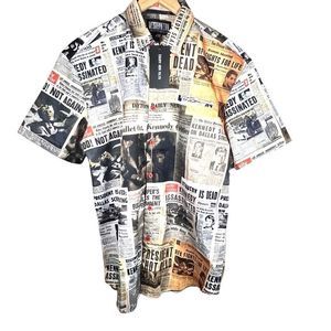 RARE NWT Western Evil Kennedy Newspaper Button Up Shirt Size Medium